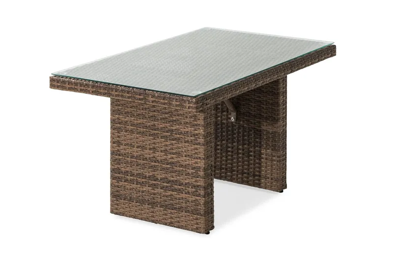 Bahamas Loungebord och Soffbord Utomhus 100 cm Konstrotting Glas - Sand — Comfort Garden