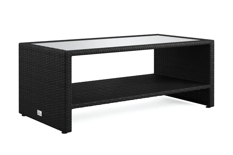Bahamas Soffbord med hylla Utomhus 113 cm Konstrotting - Svart — Comfort Garden