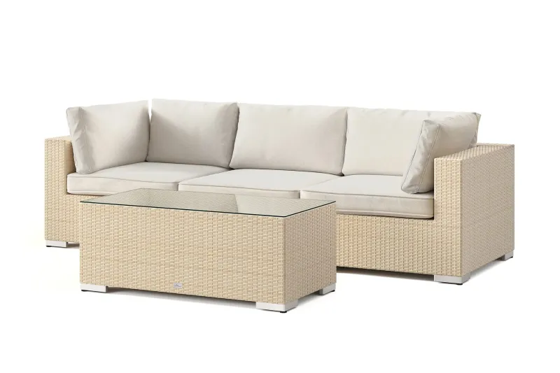 Bahamas utesoffa 3-sits med bord - Beige (Art.nr 3117512) — Comfort Garden