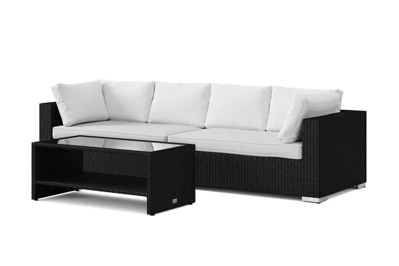 Bahamas utesoffa 4-sits med bord och hylla - Svart — Comfort Garden