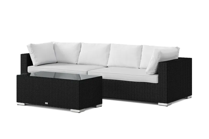 Bahamas utesoffa 4-sits med bord - Svart — Comfort Garden