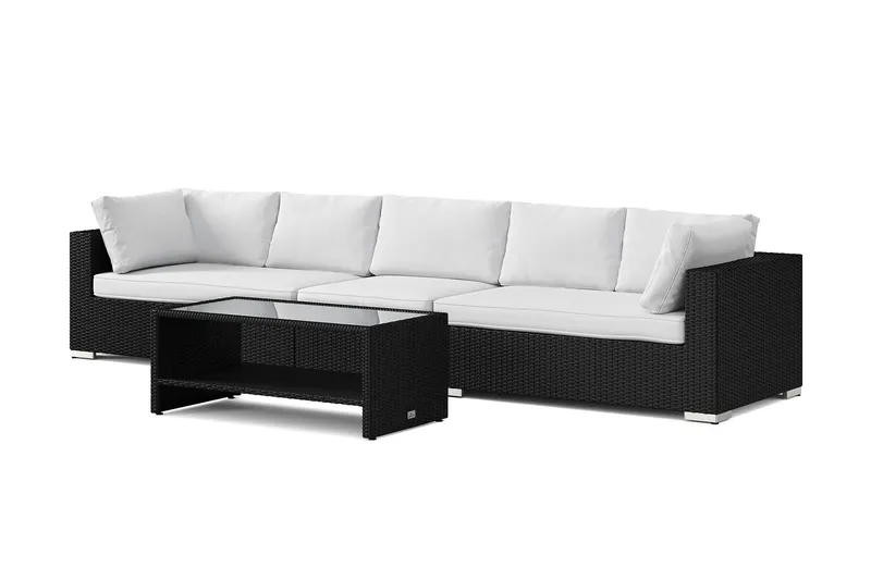 Bahamas utesoffa 5-sits med bord och hylla - Svart — Comfort Garden