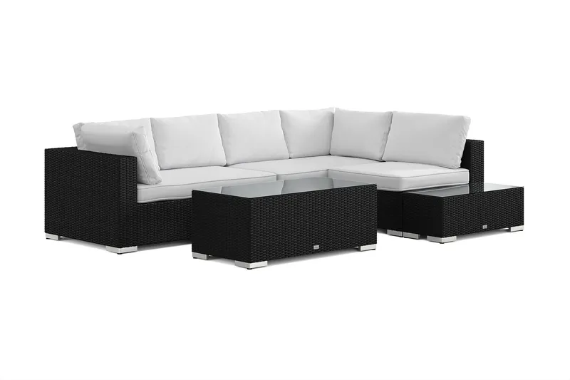 Bahamas utesoffa 5-sits vändbar schäslong med avslut och bord - Svart — Comfort Garden