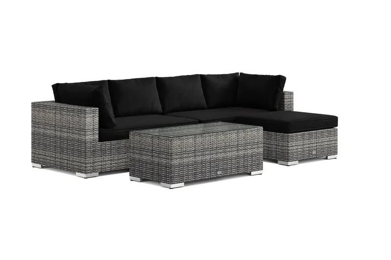 Bahamas utomhus divansoffa 5-sits med vändbar divan och bord - Grå — Comfort Garden