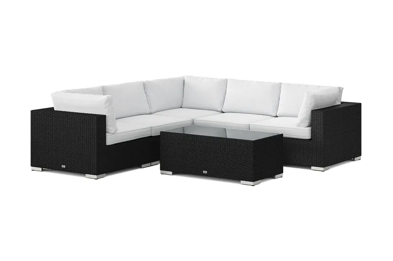 Bahamas utomhus hörnsoffa 5-sits vändbar med bord - Svart (Art.nr 3117661) — Comfort Garden