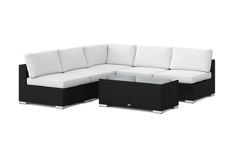 Bahamas utomhus hörnsoffa 5-sits vändbar med öppet avslut och bord - Svart — Comfort Garden
