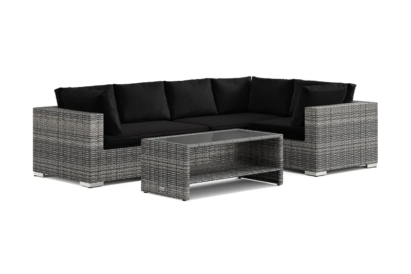 Bahamas utomhus hörnsoffa 5-sits vändbar och bord med hylla - Grå (Art.nr 3117636) — Comfort Garden