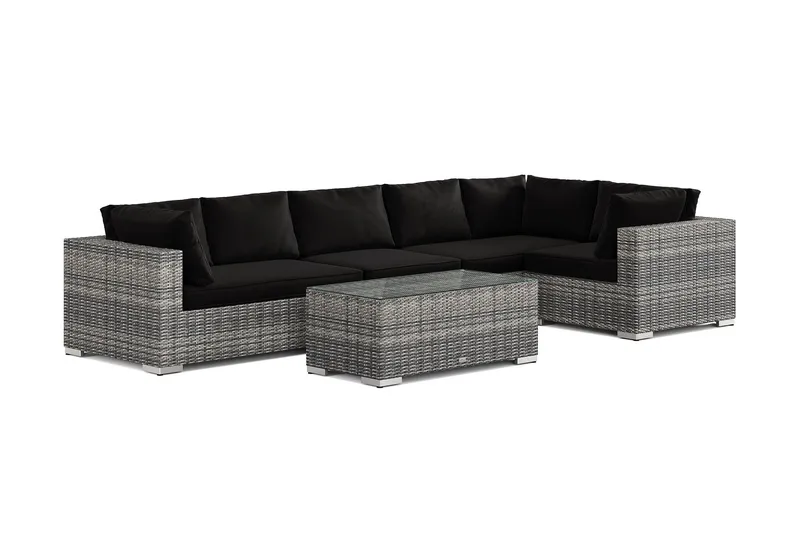 Bahamas utomhus hörnsoffa 6-sits vändbar med bord - Grå — Comfort Garden