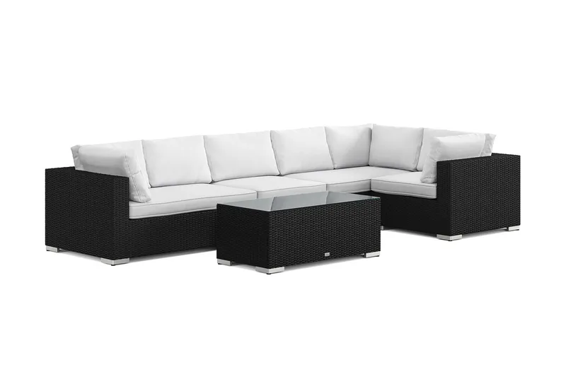 Bahamas utomhus hörnsoffa 6-sits vändbar med bord - Svart — Comfort Garden