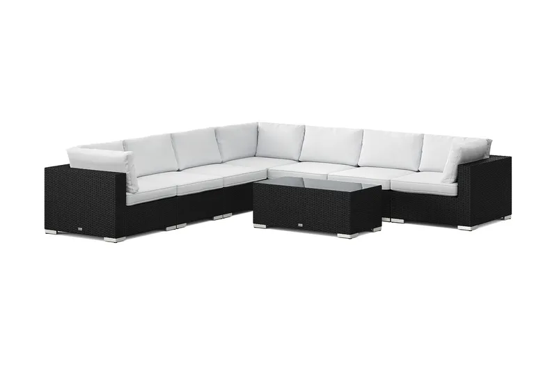 Bahamas utomhus hörnsoffa 7-sits vändbar med bord - Svart — Comfort Garden