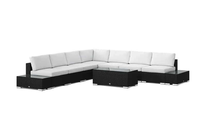 Bahamas utomhus hörnsoffa 7-sits vändbar med öppet avslut och bord - Svart (Art.nr 3117671) — Comfort Garden