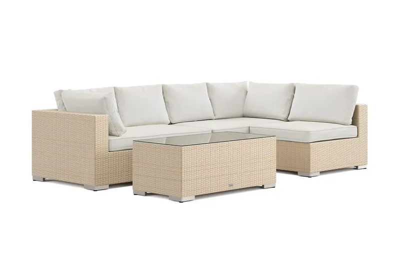 Bahamas utomhus loungegrupp 5-sits med vändbar schäslong och bord - Beige — Comfort Garden