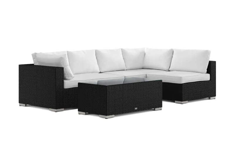 Bahamas utomhus loungegrupp 5-sits med vändbar schäslong och bord - Svart — Comfort Garden