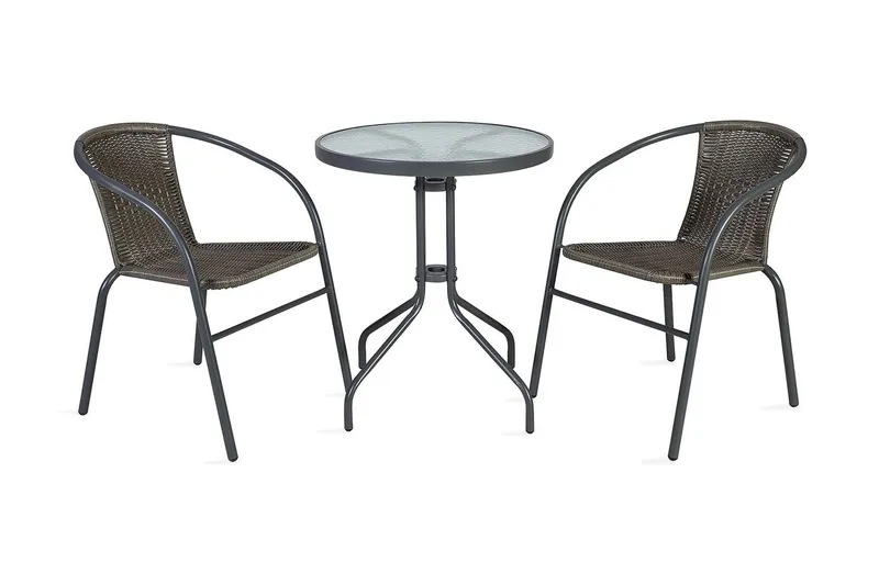 Balkong set BISTRO Utebord och 2 Utestolar D60xH70 grå