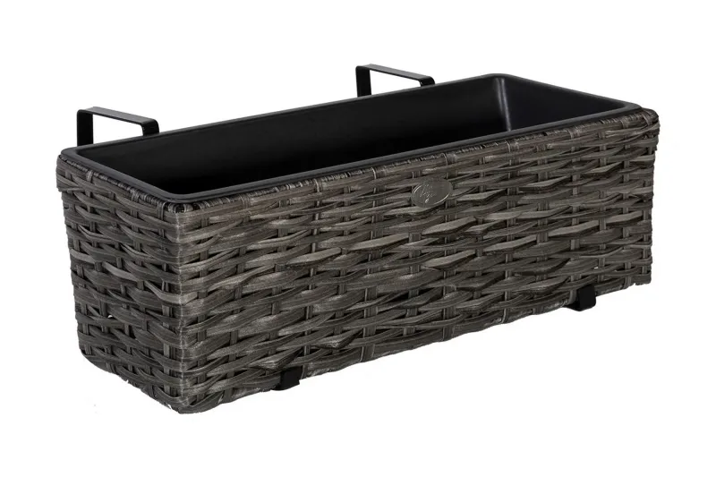 Balkonglåda Wicker Grå - Grå — Grå