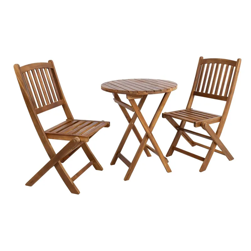 Balkongset Gwen bord 60 cm och 2 stolar - Brun — Brun