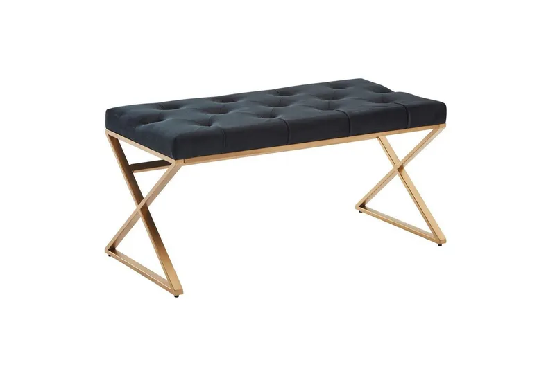 Bänk Wohnling klädd Chesterfield-utseende med sammetsklädsel enkel ram - enkel ram — Wohnling