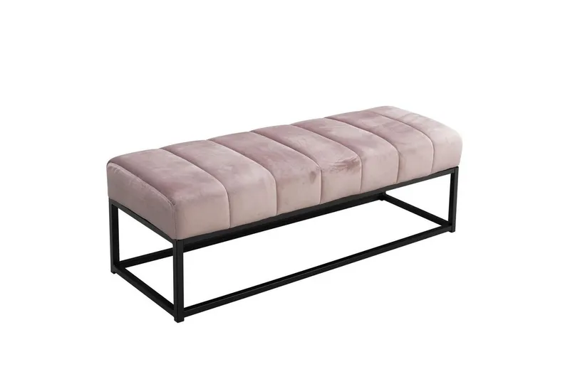 Bänk Wohnling sammet klädd modern vadderad elegant metallram Rosa - Rosa — Wohnling