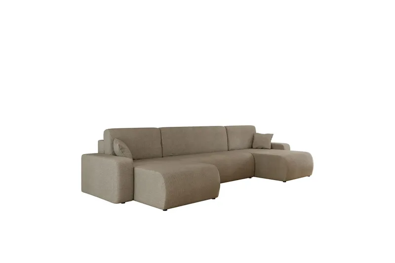 Barile Bäddsoffa Dubbeldivan 4-sits i Plysch - Brun — Brun