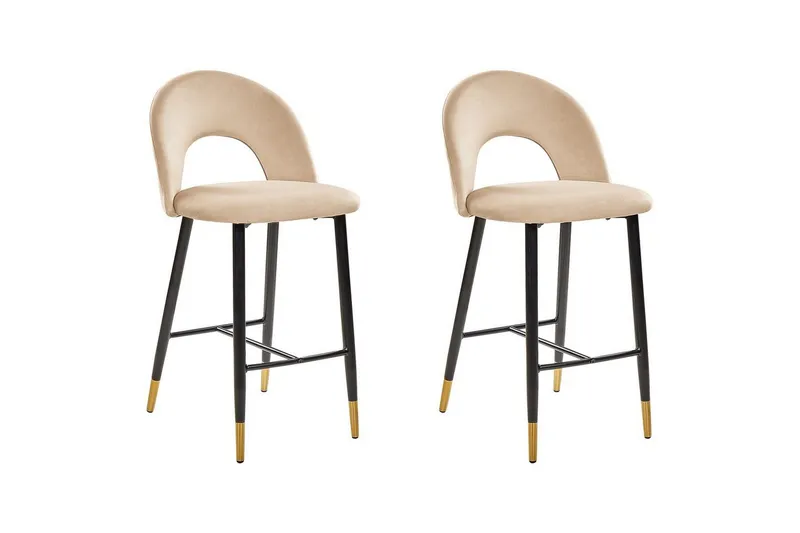 Barstol Falton set om 2 Beige-Svart-Guld - Beige-Svart-Guld — Beige-Svart-Guld