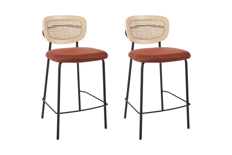 Barstol Mayetta set om 2 Natur-Orange-Svart - Natur-Orange-Svart — Natur-Orange-Svart