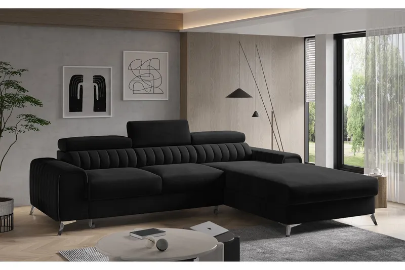Bassfield Divanbäddsoffa Höger - Svart — Svart