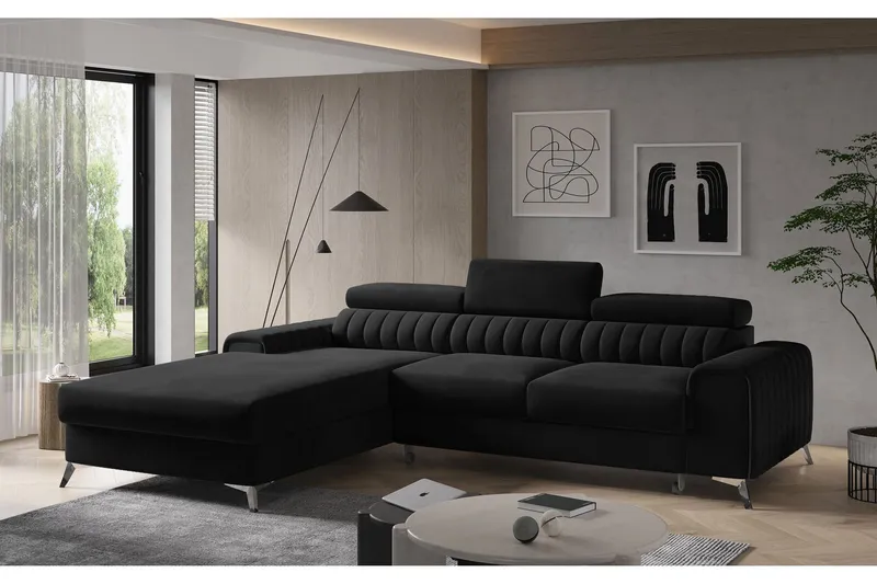 Bassfield Divanbäddsoffa Vänster - Svart — Svart