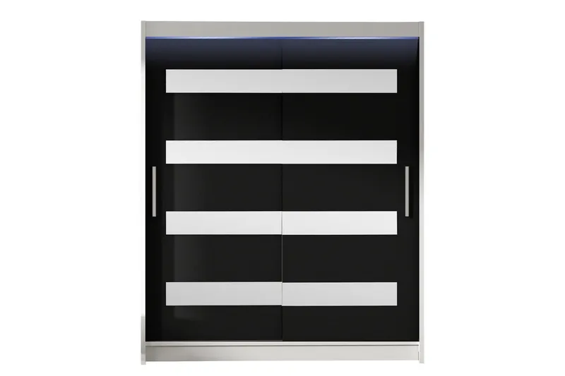 Bay Garderob m. Spegel 150x200 cm - Svart/Vit (Art.nr 3100023) — Svart/Vit