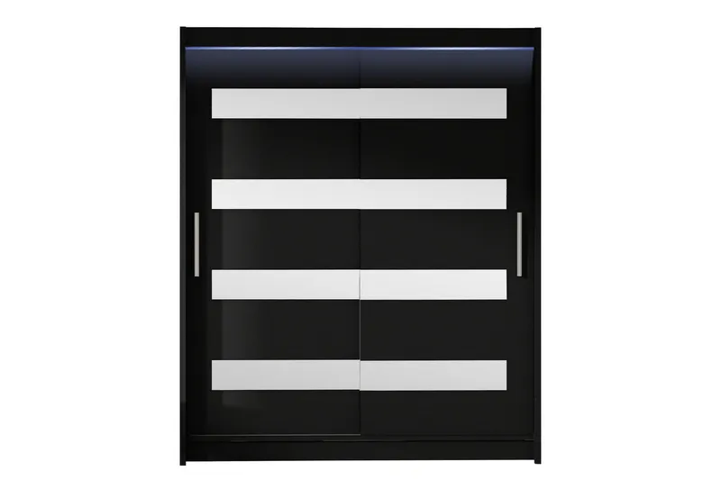 Bay Garderob m. Spegel 150x200 cm - Svart — Svart
