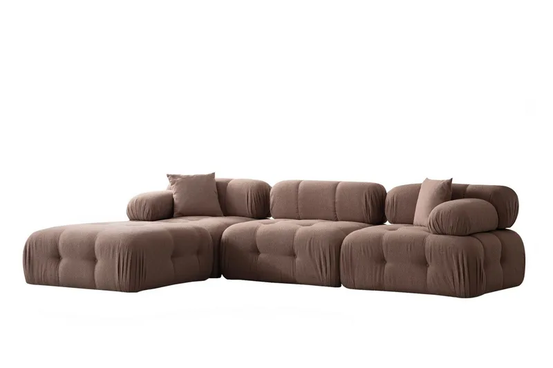 Belgin Bubblig Divansoffa 3-sits 315 cm med utfällbara armstöd och ryggstöd - Brun — Andrarum