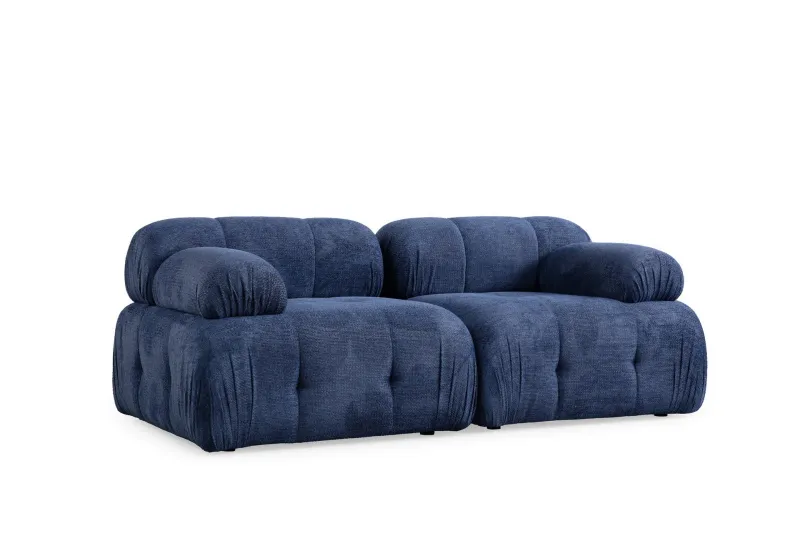 Belgin Bubblig Soffa 2-sits med fasta armstöd - Blå — Andrarum