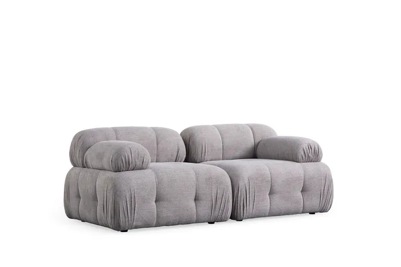 Belgin Bubblig Soffa 2-sits med fasta armstöd - Ljusgrå — Andrarum
