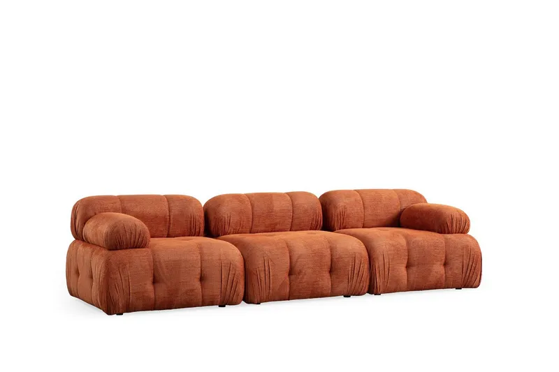 Belgin Bubblig Soffa 3-sits med fasta armstöd - Orange — Andrarum