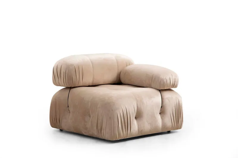 Belgin Högermodul / Fåtölj 95 cm med fasta armstöd och repdetaljer - Beige — Andrarum