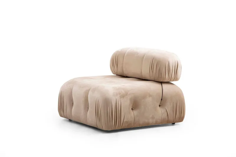 Belgin Mittmodul / Fåtölj 95 cm med fast ryggstöd och repdetaljer - Beige — Andrarum