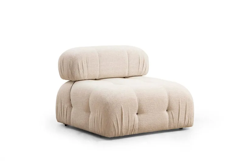Belgin Mittmodul / Fåtölj 95 cm med fast ryggstöd och repdetaljer - Cream — Andrarum
