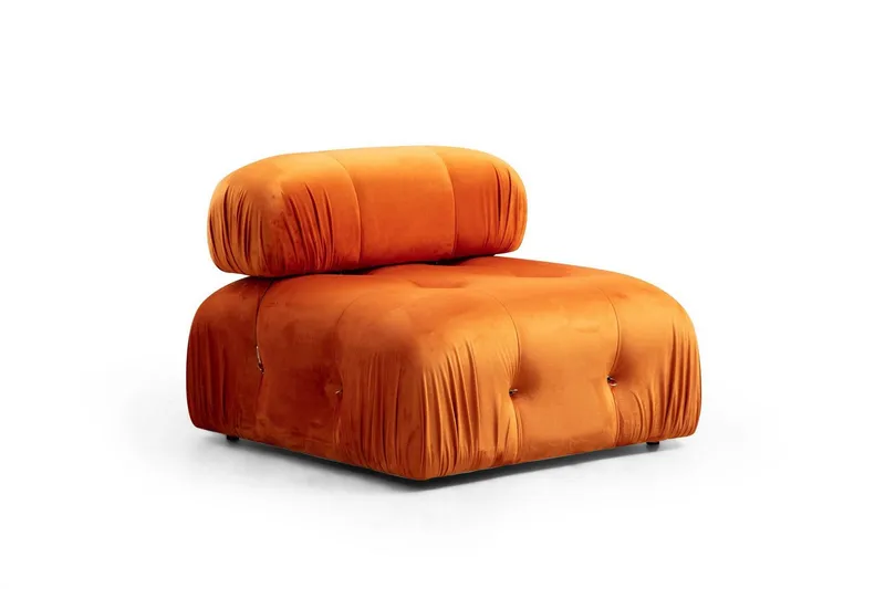 Belgin Mittmodul / Fåtölj 95 cm med fast ryggstöd och repdetaljer - Orange — Andrarum