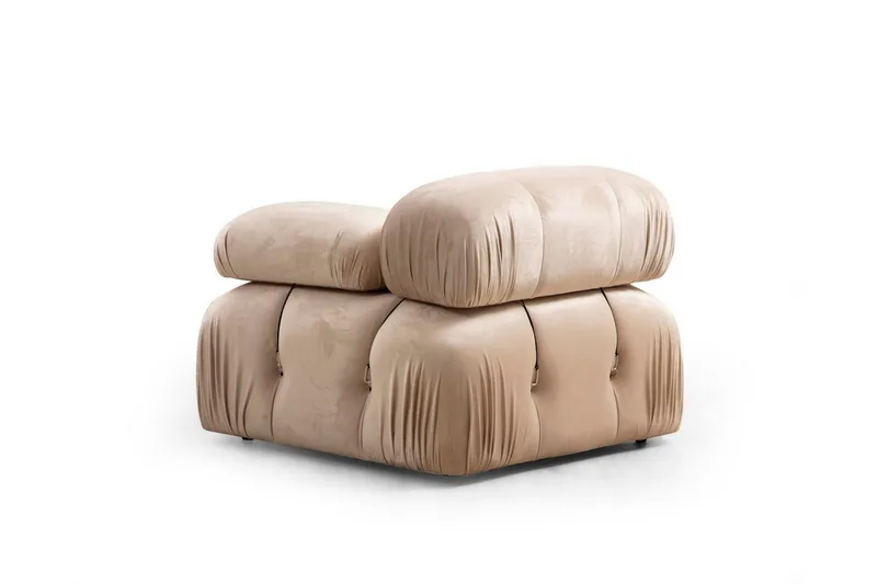 Belgin Vänstermodul / Fåtölj 95 cm med fasta armstöd och repdetaljer - Beige — Andrarum