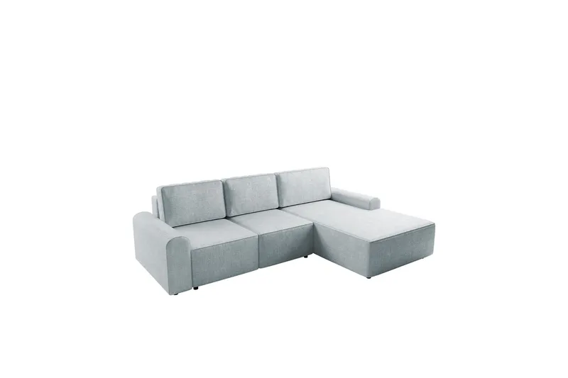 Bella Bäddsoffa med Divan 3-sits i Plysch - Grå (Art.nr 3079524) — Grå