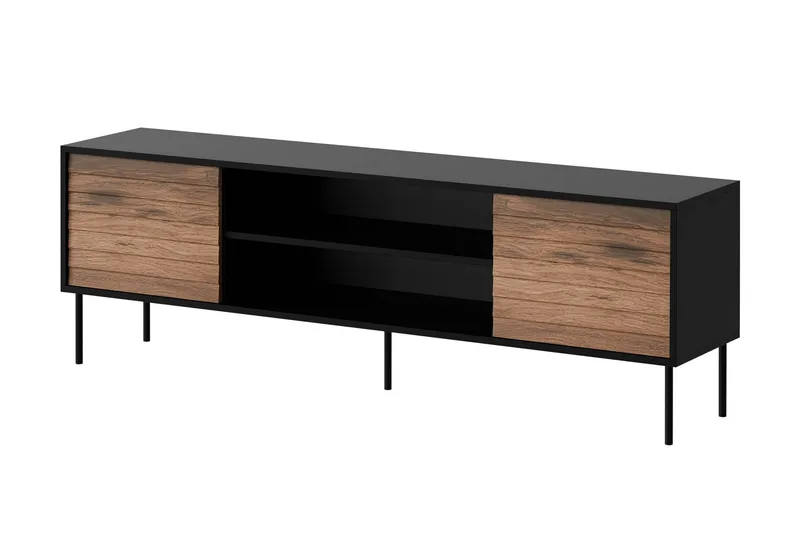 Belonger Tv-bänk 180 cm - Svart/Valnöt (Art.nr 3063295) — Svart/Valnöt