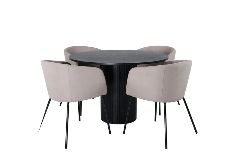 Bianca Matgrupp 110 cm Rund med 4 Berit stolar - Beige (Art.nr 3059888) — Venture Home