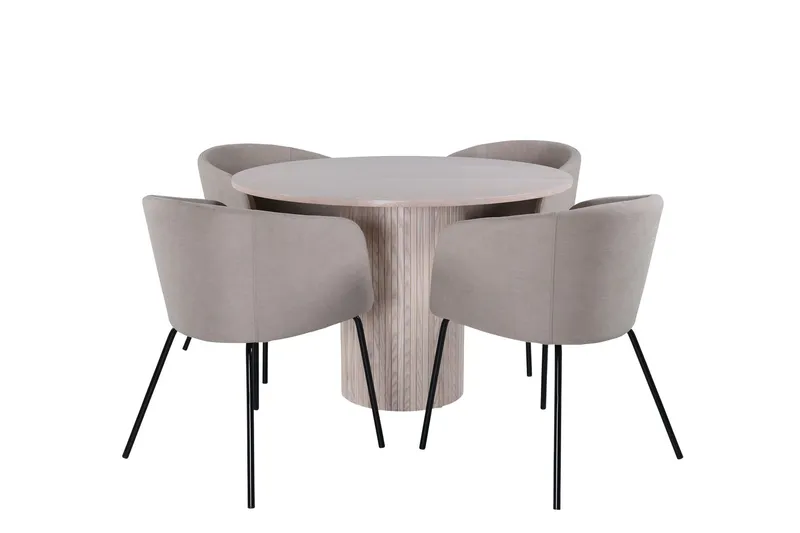 Bianca Matgrupp 110 cm Rund med 4 Berit stolar - Beige (Art.nr 3059939) — Venture Home