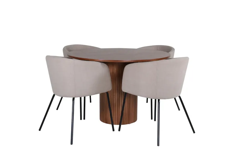 Bianca Matgrupp 110 cm Rund med 4 Berit stolar - Beige (Art.nr 3059945) — Venture Home