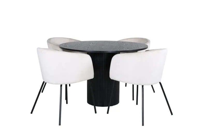 Bianca Matgrupp 110 cm Rund med 4 Berit stolar - Beige (Art.nr 3059846) — Venture Home