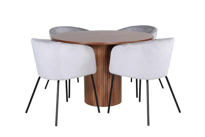 Bianca Matgrupp 110 cm Rund med 4 Berit stolar - Svart (Art.nr 3059855) — Venture Home