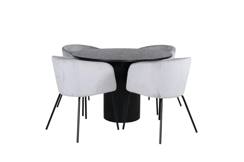 Bianca Matgrupp 110 cm Rund med 4 Berit stolar - Svart (Art.nr 3059863) — Venture Home