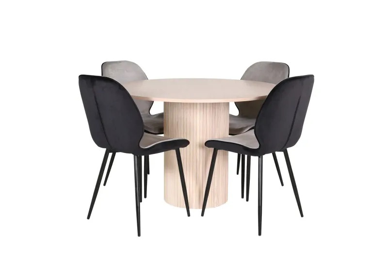 Bianca Matgrupp 110 cm Rund med 4 Emma stolar - Svart — Venture Home