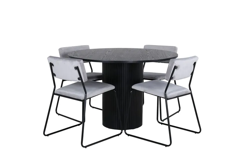 Bianca Matgrupp 110 cm Rund med 4 Kenth stolar - Svart (Art.nr 3059282) — Venture Home
