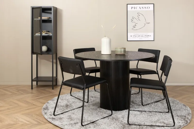 Bianca Matgrupp 110 cm Rund med 4 Kenth Stolar - Svart — Venture Home