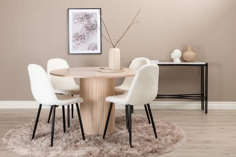 Bianca Matgrupp 110 cm Rund med 4 Polar stolar - Svart — Venture Home